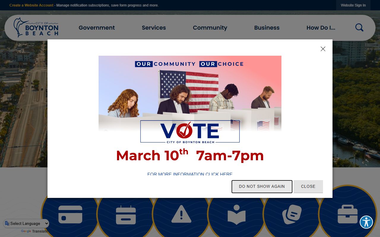 City of Boynton Beach homepage for unclaimed money searches