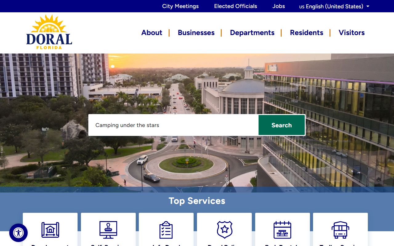 City of Doral website homepage for Doral unclaimed money