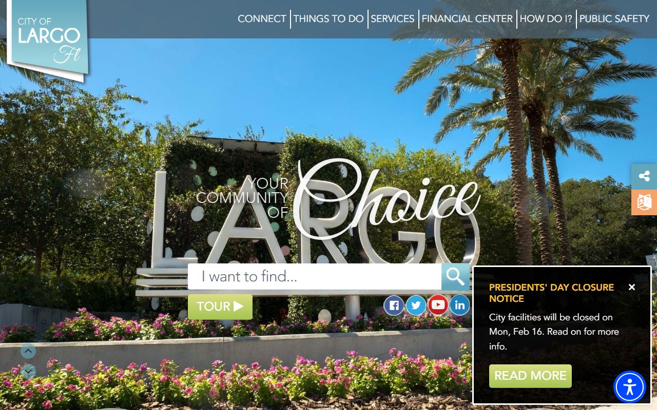 Largo city homepage for unclaimed money research