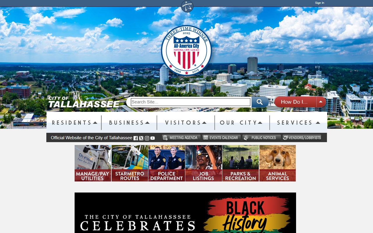 City of Tallahassee website for Tallahassee unclaimed money