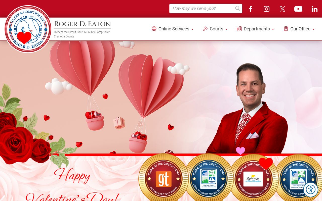 Charlotte County Clerk of Courts homepage for unclaimed money searches in Punta Gorda