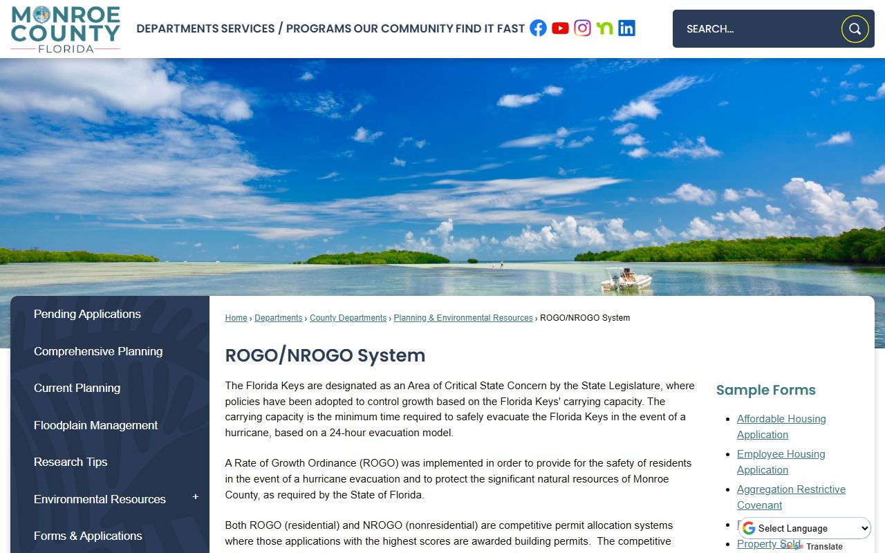 Monroe County Clerk of Courts page for unclaimed money search in Key West