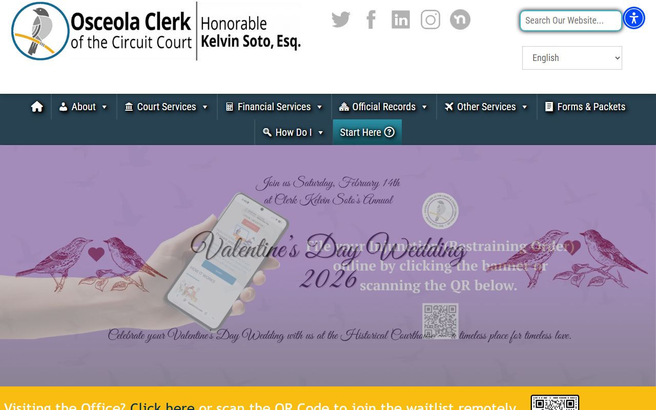 Osceola County Clerk of Courts homepage for unclaimed money in Kissimmee